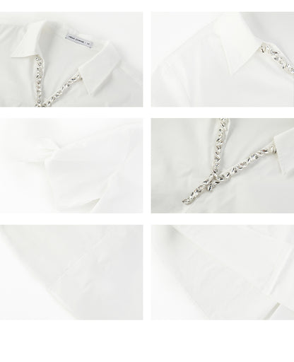 Sparkling V-Neck Shirt With Sleeve Tie Detail