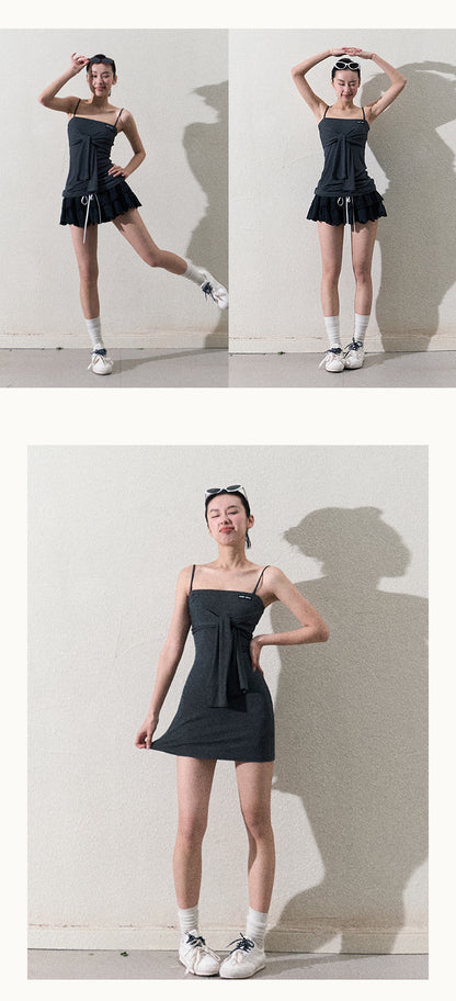 Sporty Casual Tube Dress With Straps In Two Lengths