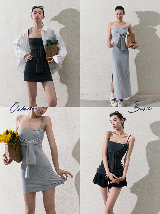 Sporty Casual Tube Dress With Straps In Two Lengths