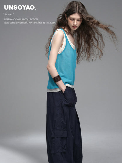 Linen Blend Layered Sleeveless Top