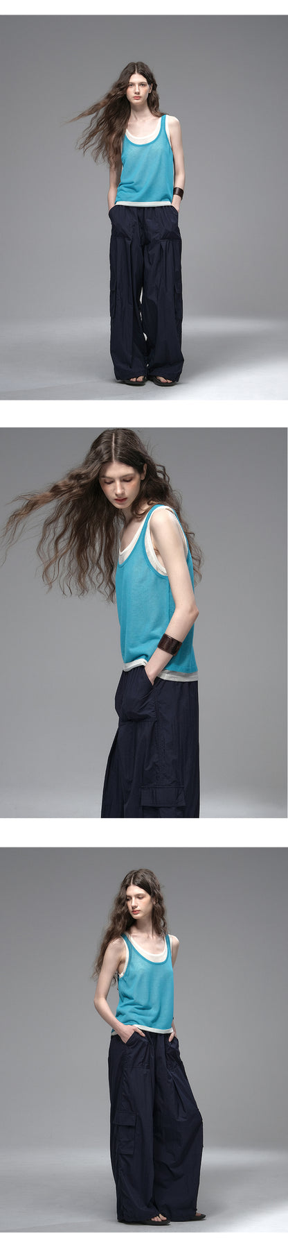 Linen Blend Layered Sleeveless Top