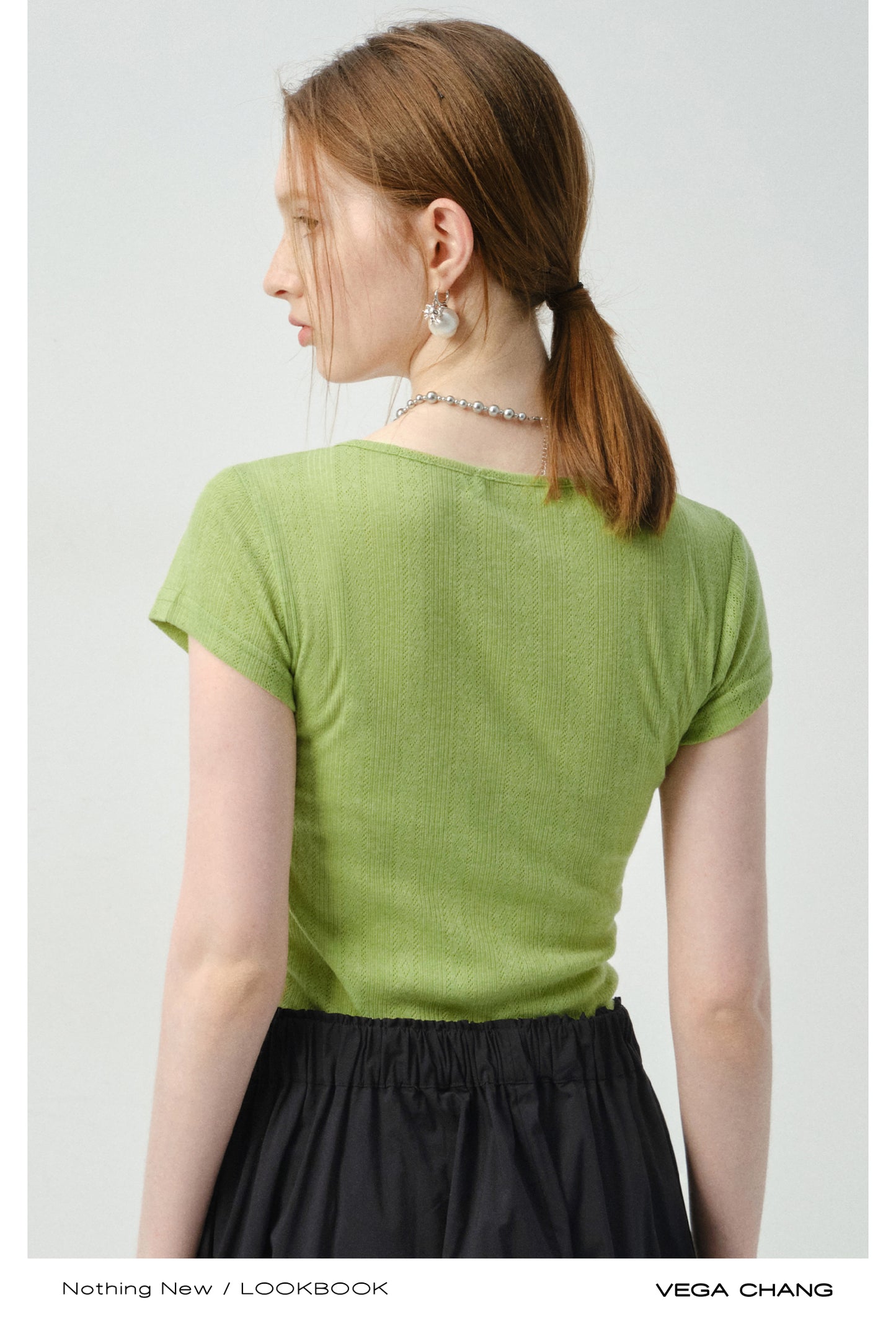 Pointelle Knit Top With Lace Accent