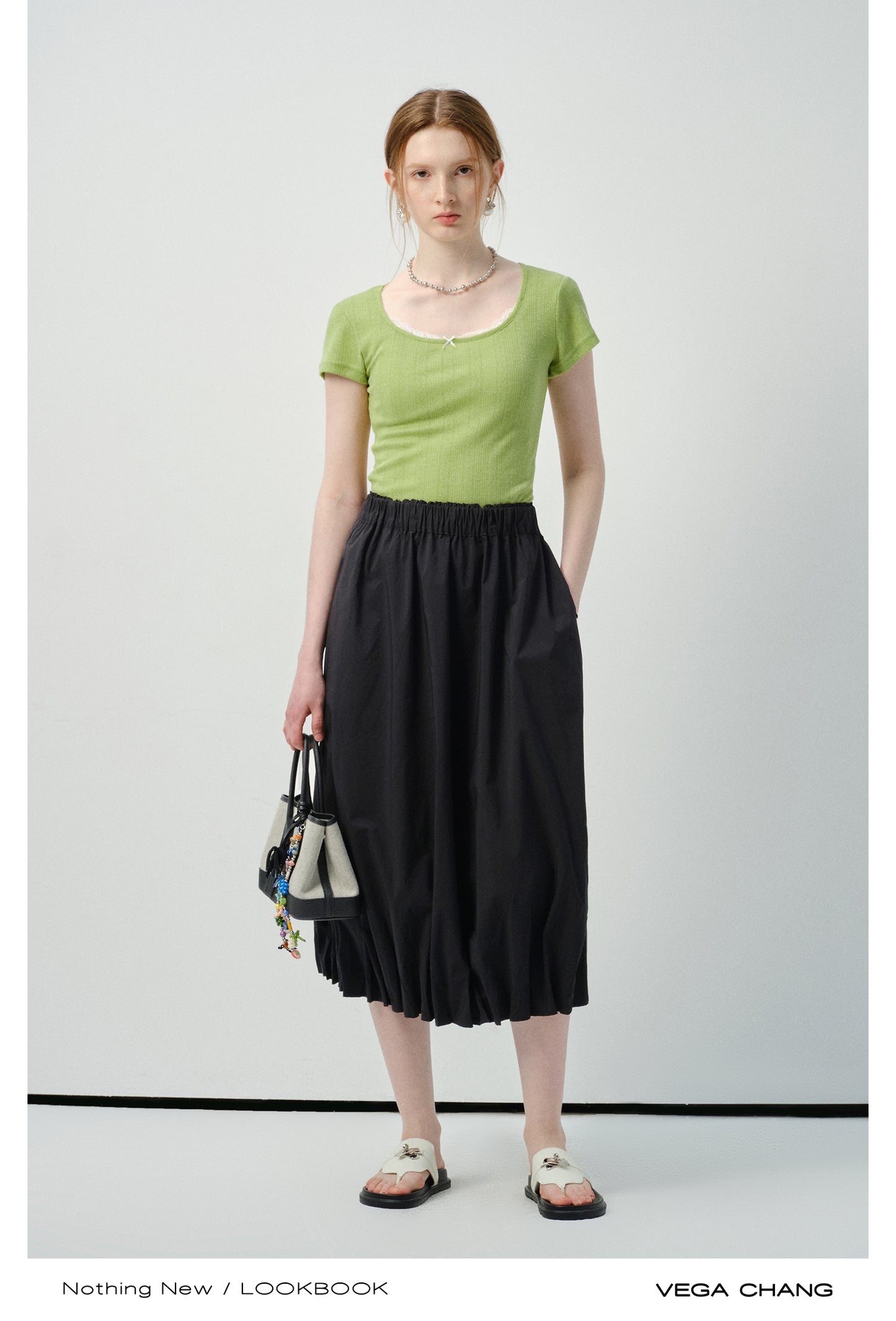 Pointelle Knit Top With Lace Accent