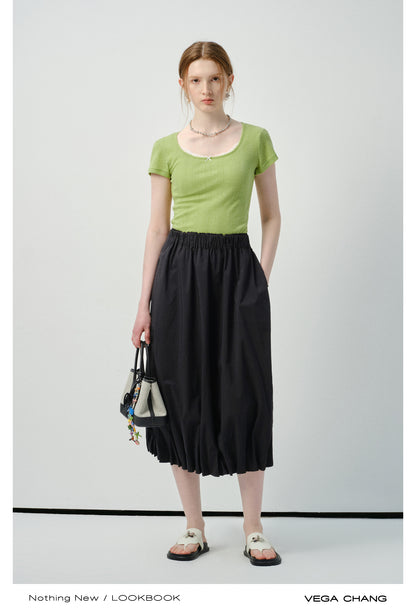 Pointelle Knit Top With Lace Accent