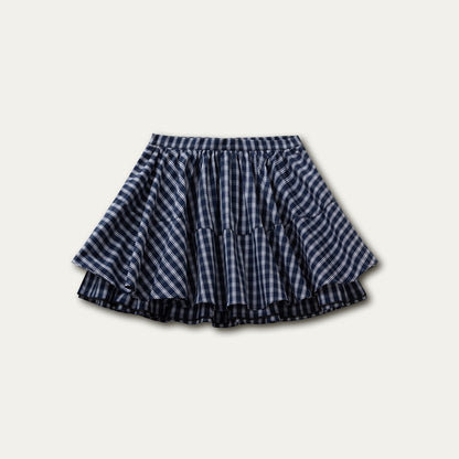 Multi-Layer Plaid Puffy Skirt With Triangle Scarf