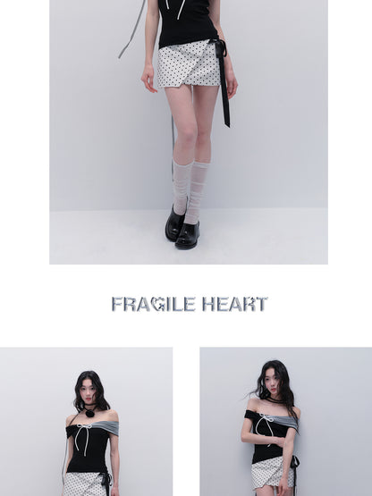 Classic Polka Dot Elastic Ribbon-Tie Skirt