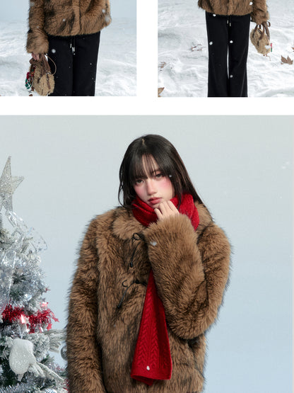 Faux Fur Teddy Bear Jacket With Toggle Closure