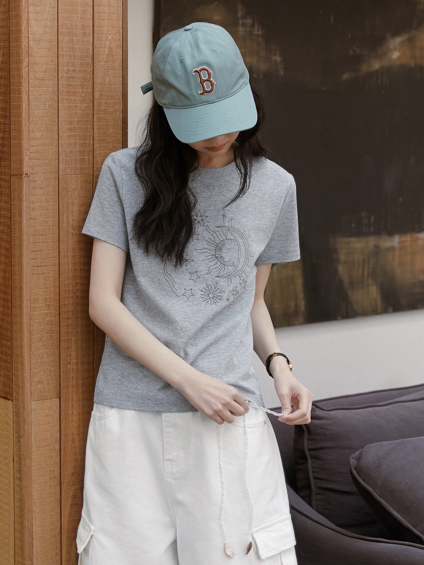 Rhinestone Embroidered T-Shirt
