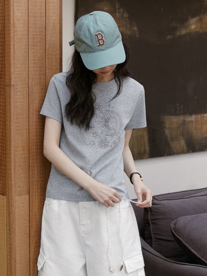 Rhinestone Embroidered T-Shirt
