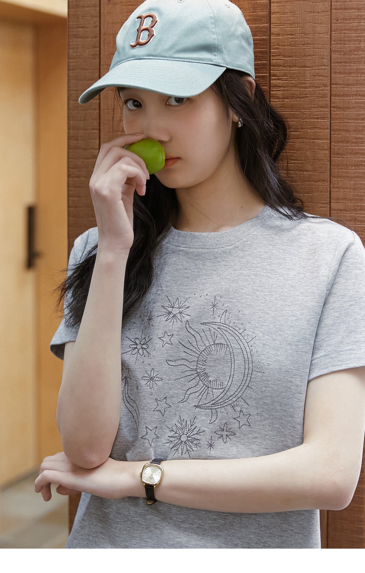 Rhinestone Embroidered T-Shirt