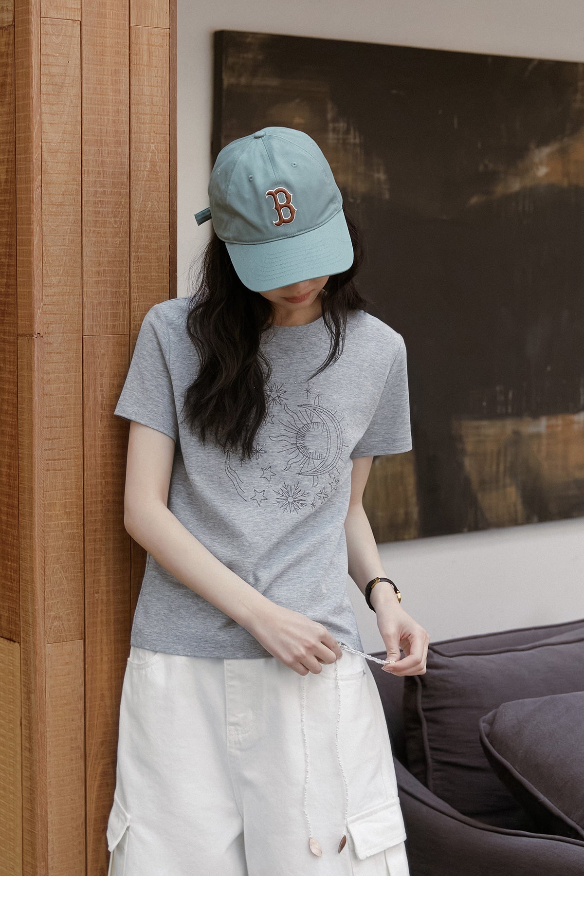 Rhinestone Embroidered T-Shirt