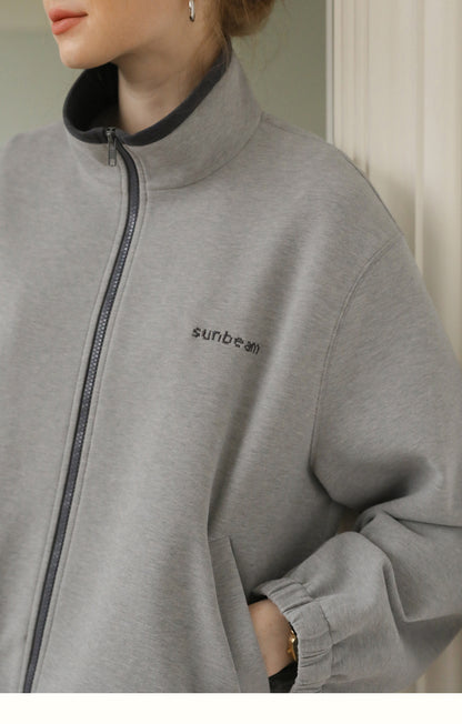Stand Collar Zip-Up Sweat Top