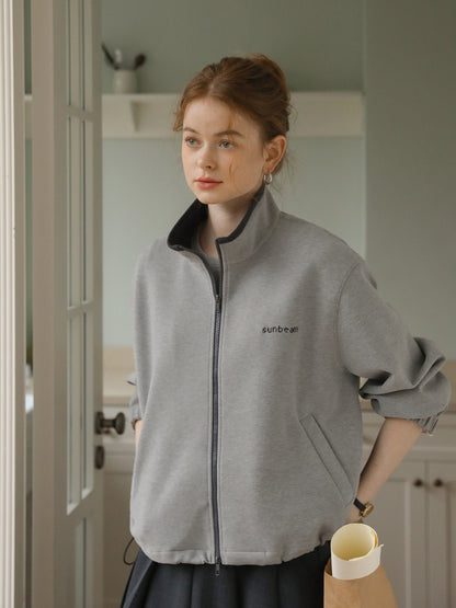 Stand Collar Zip-Up Sweat Top