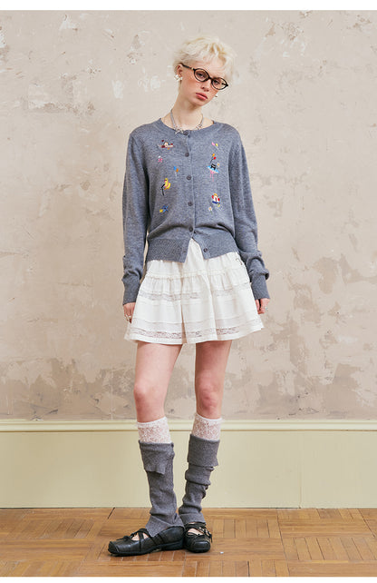Playful Animal Embroidered Cardigan