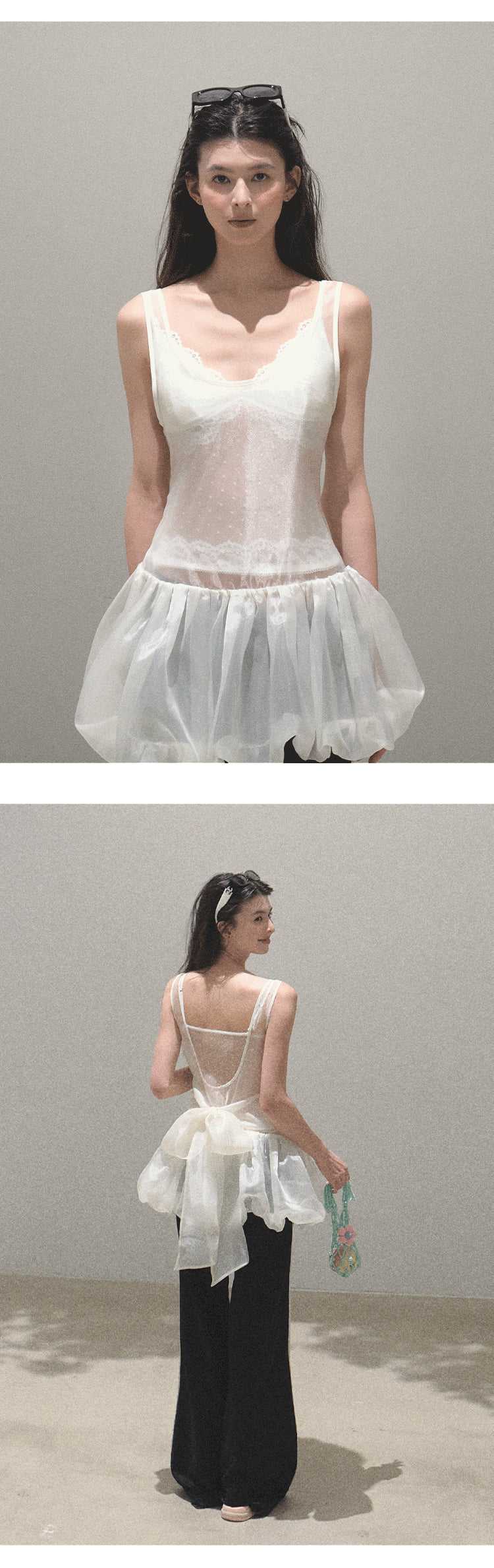 Sheer Organza Sleeveless Bubble Dress