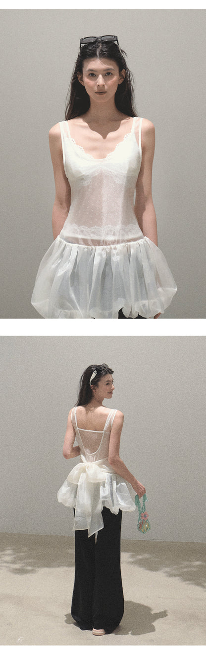 Sheer Organza Sleeveless Bubble Dress