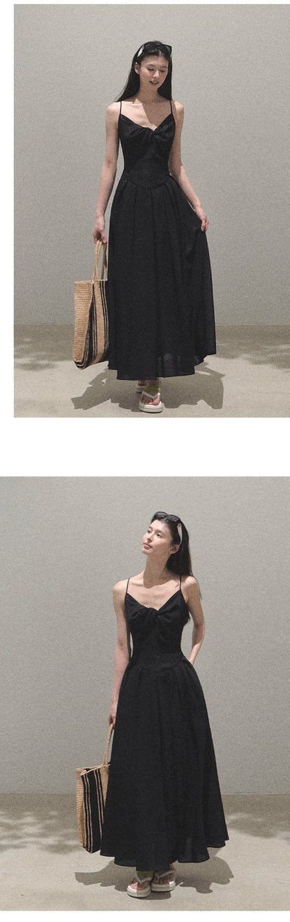 Twisted Front Textured Cami Dress