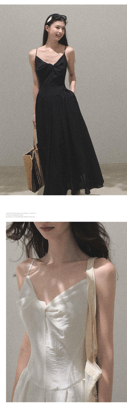 Twisted Front Textured Cami Dress