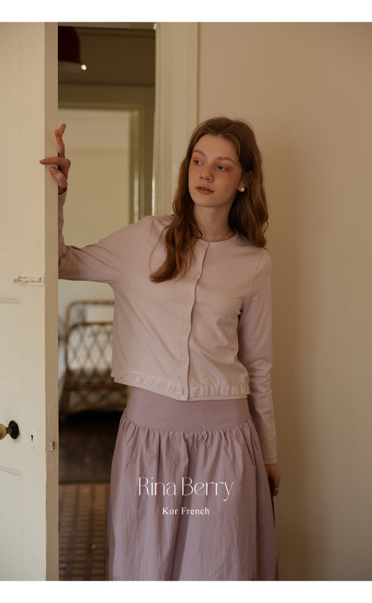 Cotton Blend Cardigan With Floral Buttons
