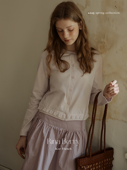 Cotton Blend Cardigan With Floral Buttons