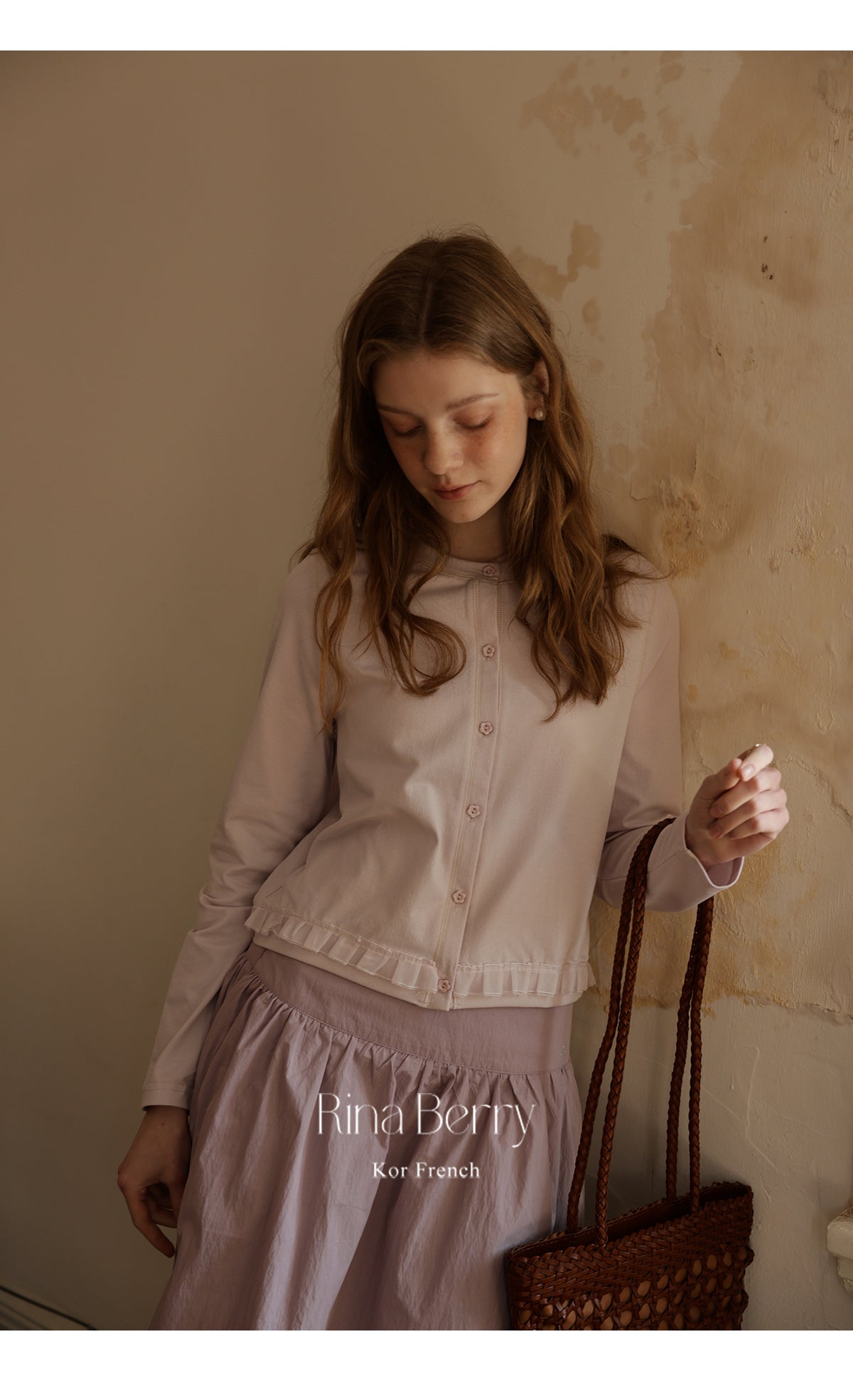 Cotton Blend Cardigan With Floral Buttons