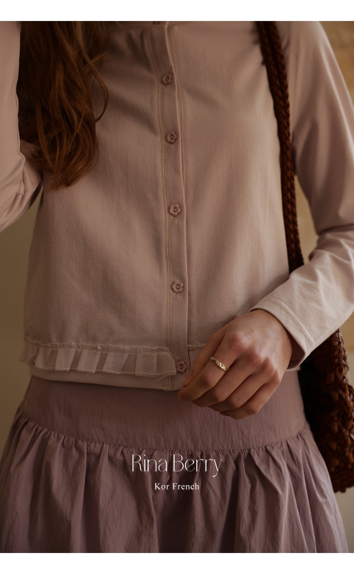 Cotton Blend Cardigan With Floral Buttons
