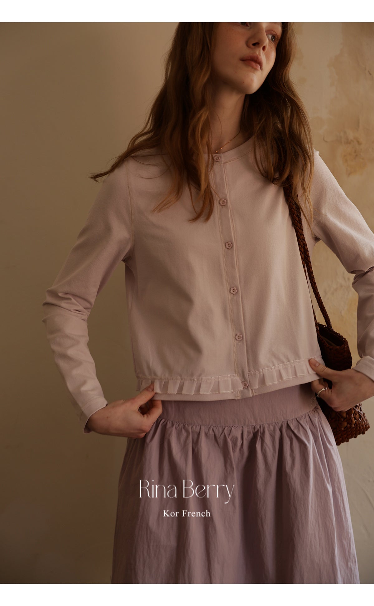 Cotton Blend Cardigan With Floral Buttons