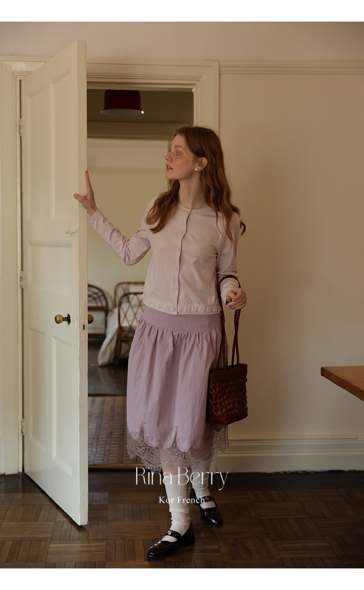 Cotton Blend Cardigan With Floral Buttons