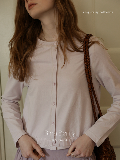 Cotton Blend Cardigan With Floral Buttons