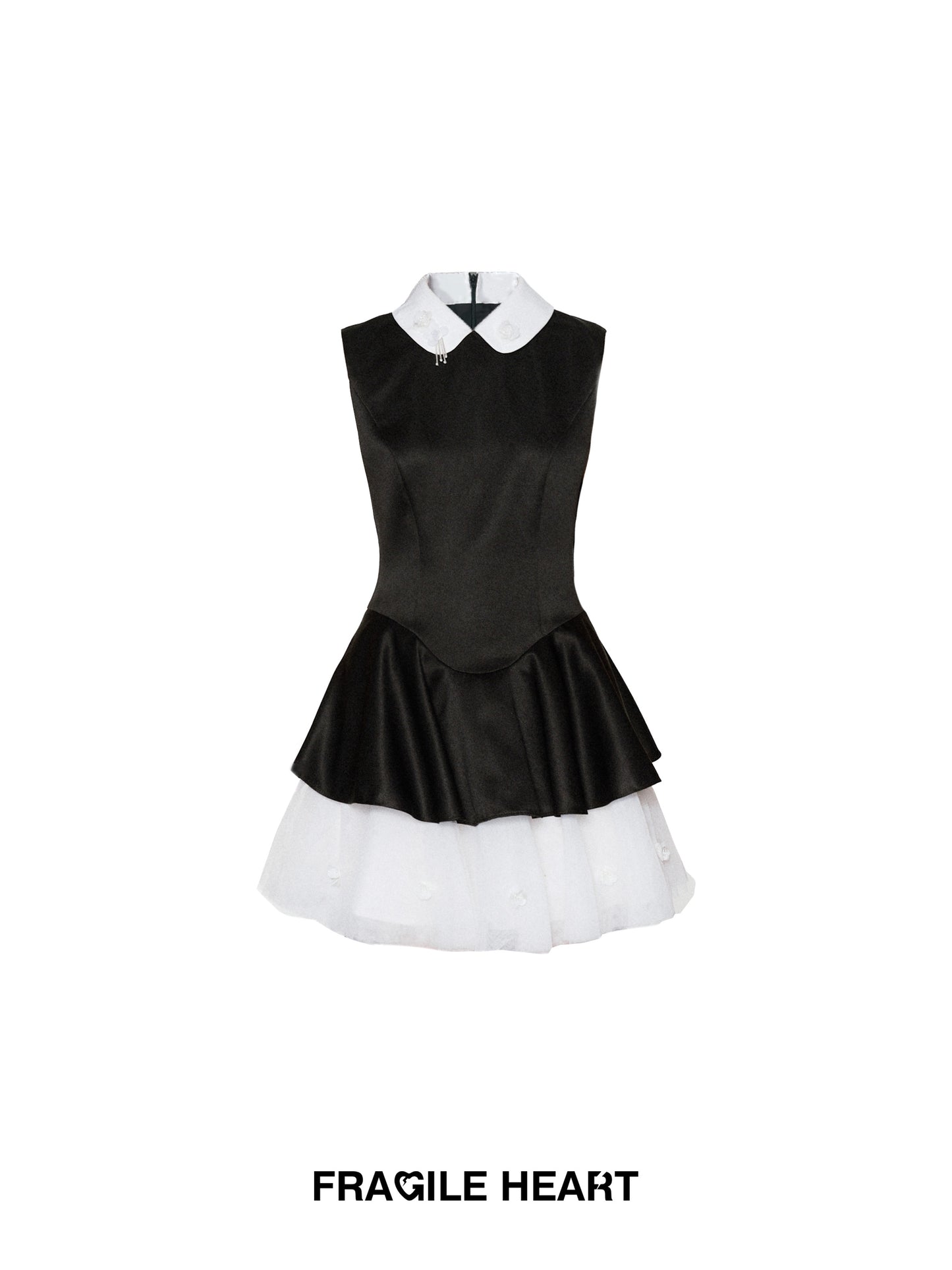 Tulle Underlayer Satin Dress With Sequin Details