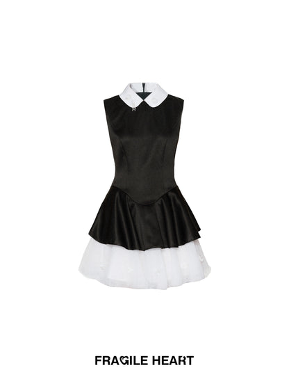 Tulle Underlayer Satin Dress With Sequin Details