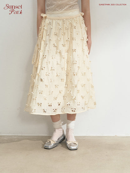Floral Cut-Out Yoke Skirt