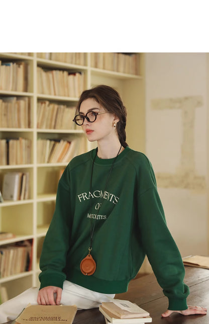 Relaxed Fit Letter Embroidery Sweatshirt
