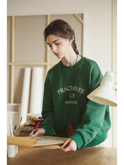 Relaxed Fit Letter Embroidery Sweatshirt