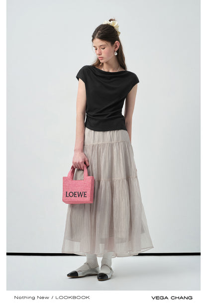 Textured Sheer Tiered Maxi Skirt