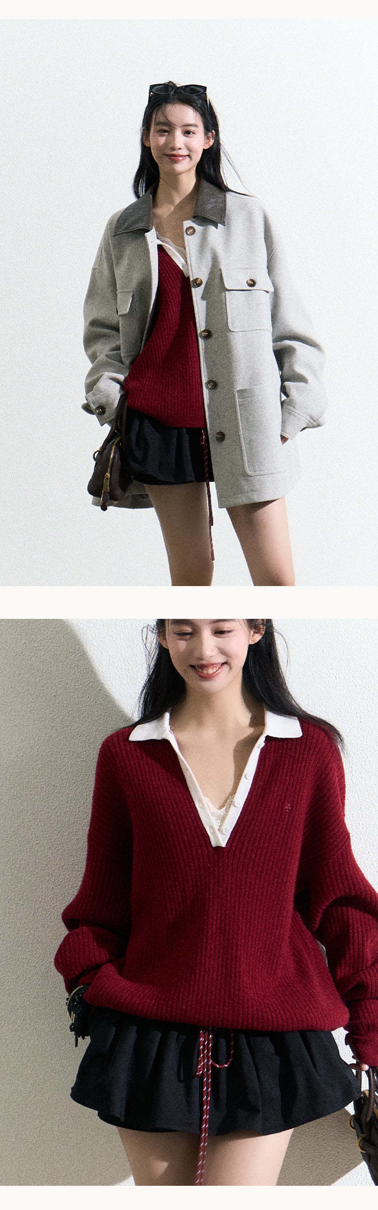Oversized Rib-Knit Wool-Blend Polo Sweater