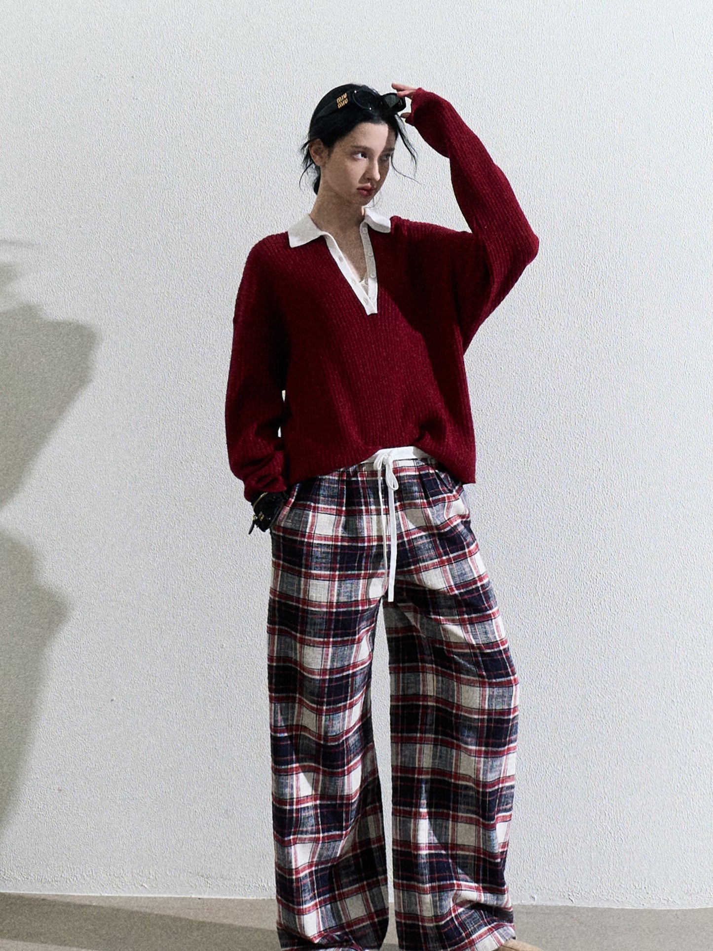 Oversized Rib-Knit Wool-Blend Polo Sweater