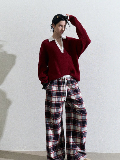 Oversized Rib-Knit Wool-Blend Polo Sweater