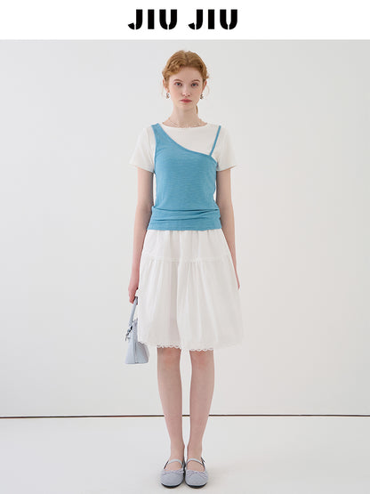 Faux Layered Tee With Single Strap