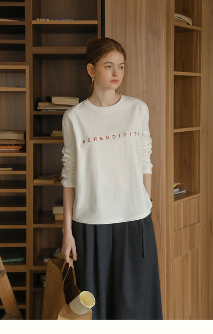 Long-Sleeve T-Shirt With Letter Embroidery