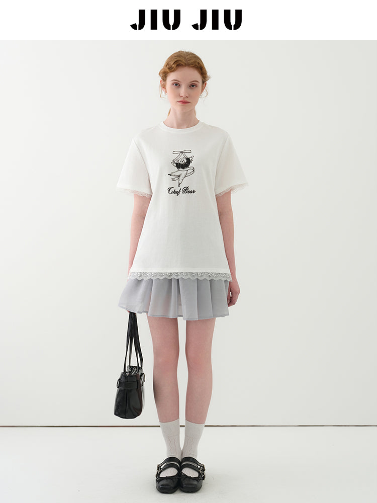 Flared Sheer Skirt With Elastic Waistband