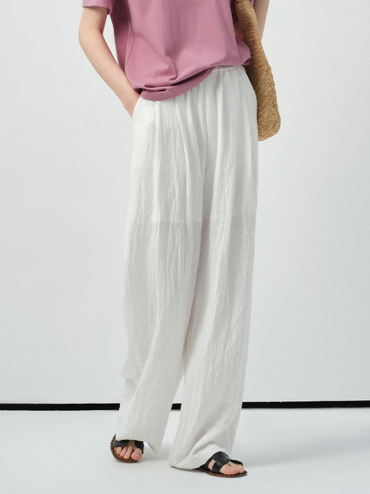 Crinkled High-Rise Relaxed Pants