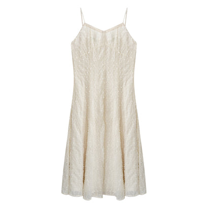 Delicate Dot-Textured Spaghetti Strap Dress