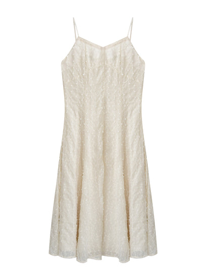 Delicate Dot-Textured Spaghetti Strap Dress