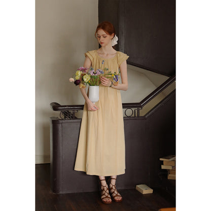 Lace-Detailed Butterfly-Sleeve Dress With Back Tie