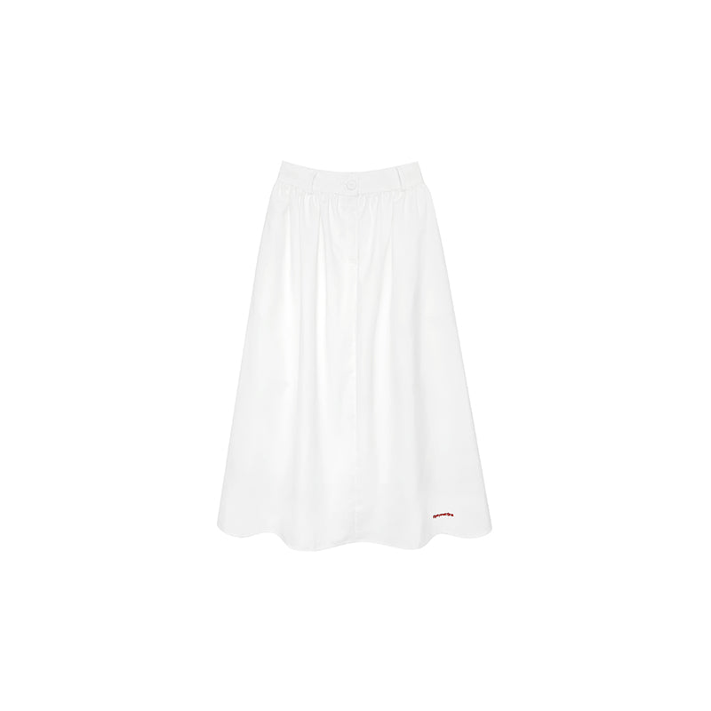 Embroidered Flared Skirt With Elastic Back Waistband
