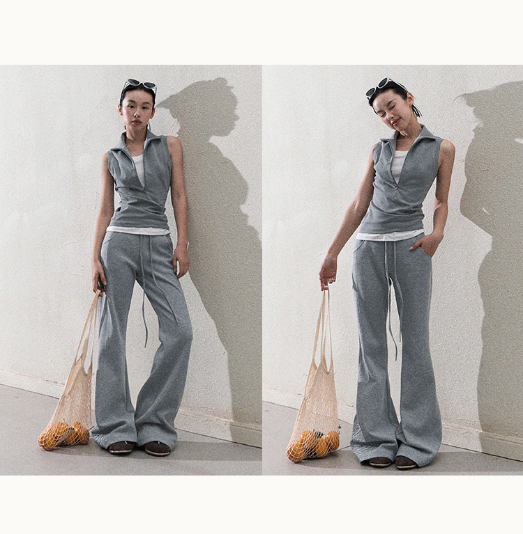 Sleeveless Layered Look Half-Zip Top