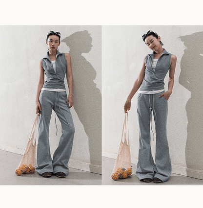 Sleeveless Layered Look Half-Zip Top