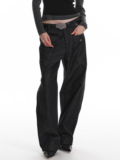 Low Rise Banana Fit Cotton Denim Pants