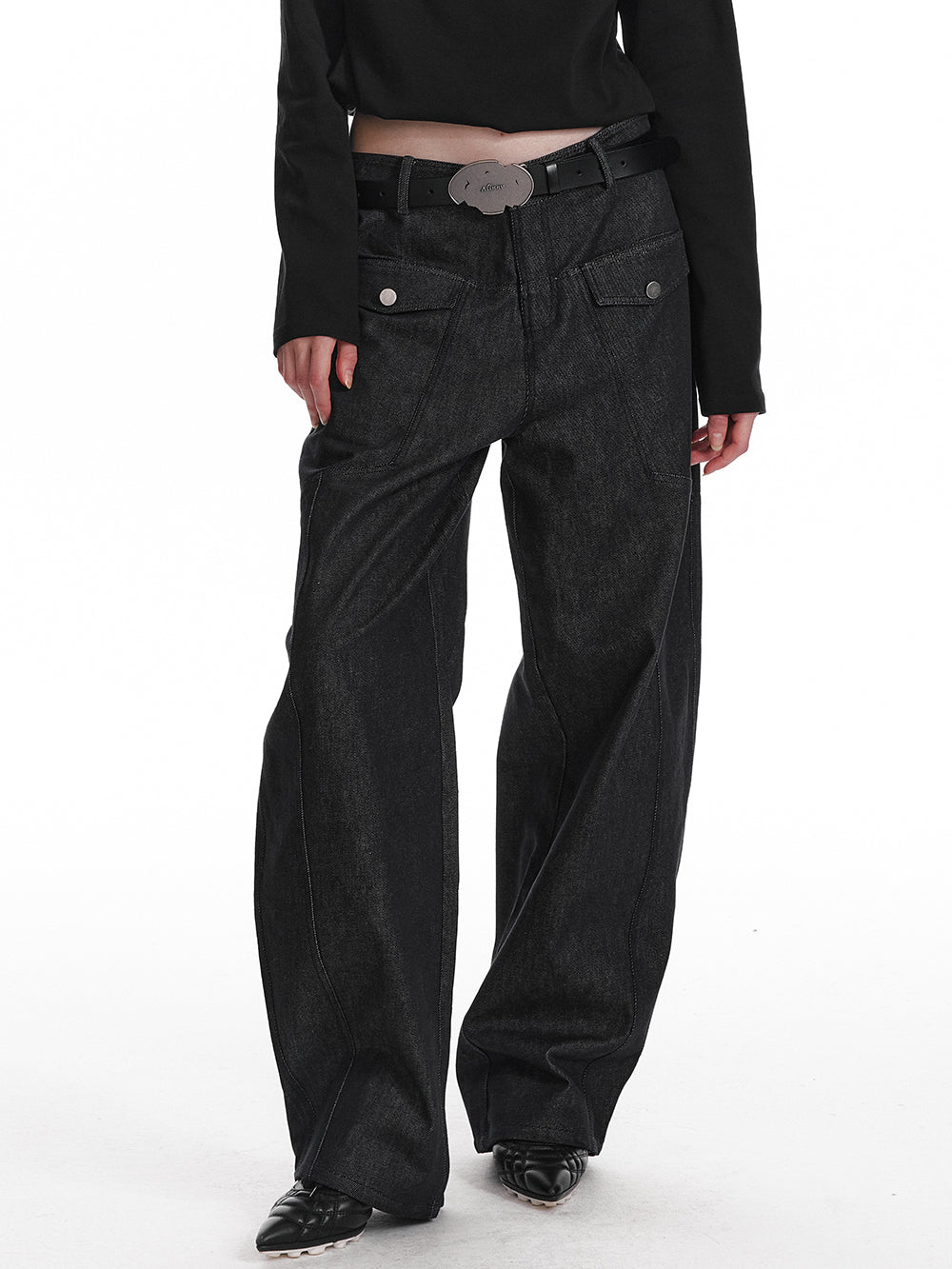 Low Rise Banana Fit Cotton Denim Pants